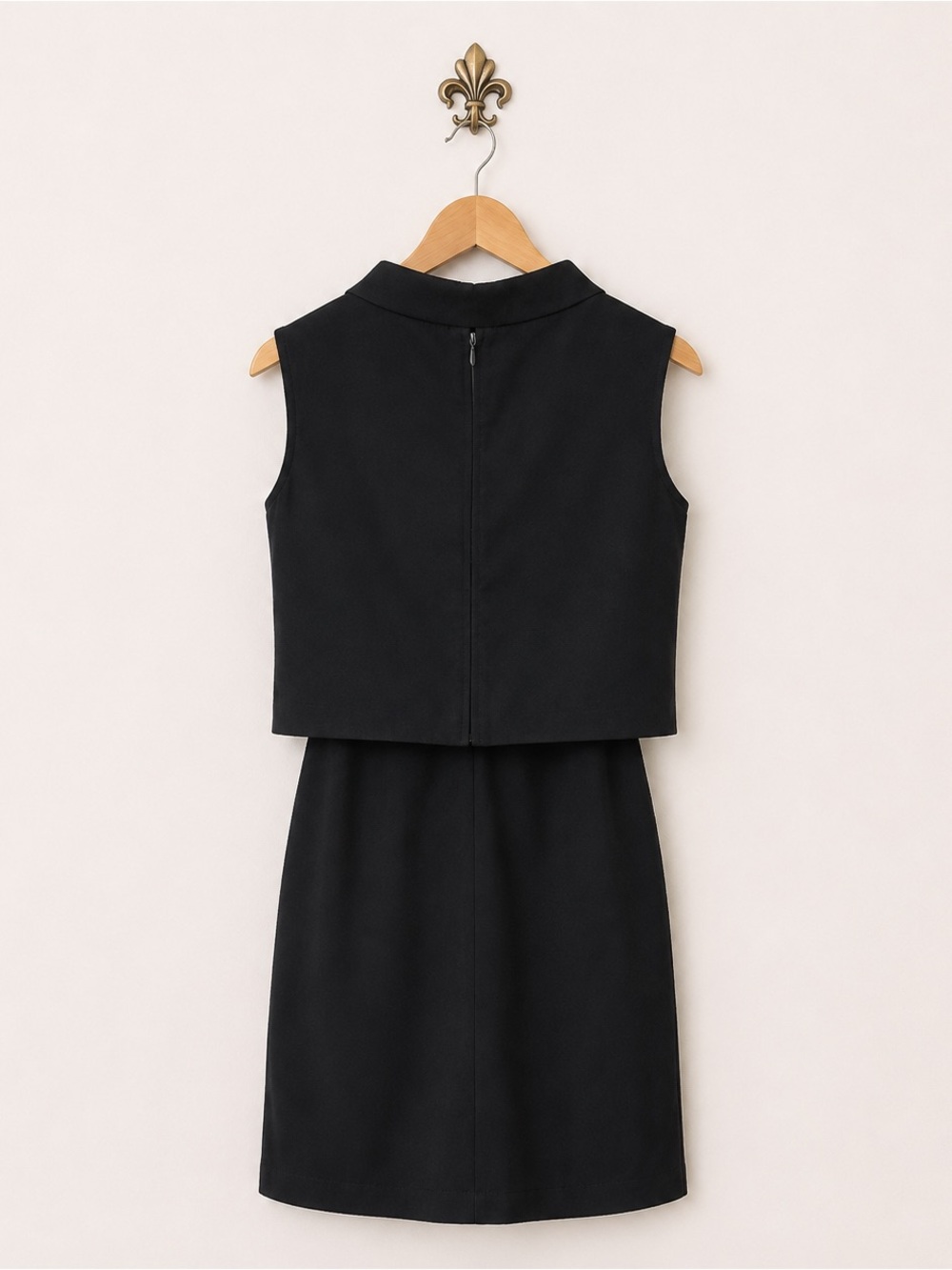 Vintage Classic Black Jackie O Style Sleeveless Dress + Overlay Bolero Top M - Picture 3 of 7